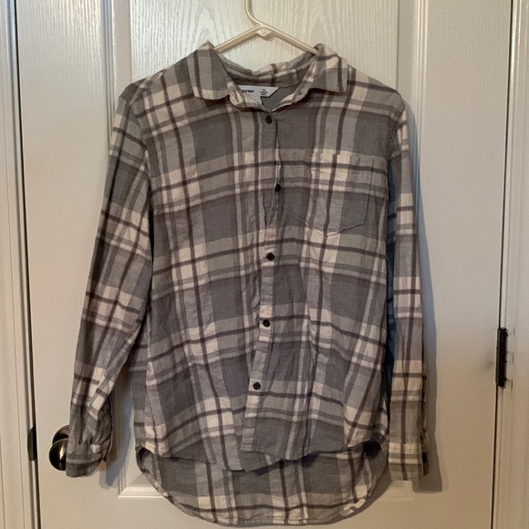 Grey button up shirt and is a large. - Picture 1 of 3